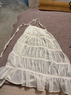 Women’s Cream Ruffled Halter Top